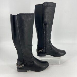 Nautica Ridgeland Womens 8.5 M Black Knee High Tall Riding Boots Zipper Block